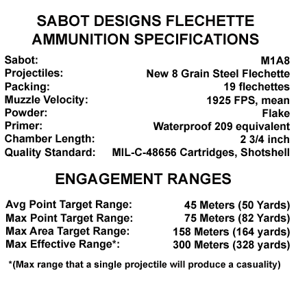 Flechette ammunition specification & engagement ranges